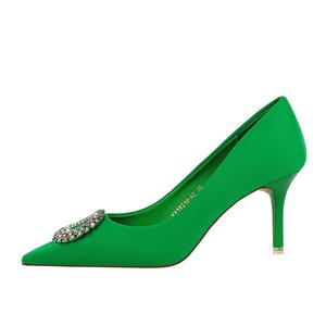 QITUMAUL Стройные каблуки на высоком каблуке женские зеленые, цвет Green[Heel Height 7.5cm]