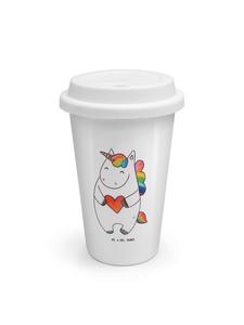 Mr. & Mrs. Panda Термокружка с изображением единорога и сердца, без надписи, белого цвета