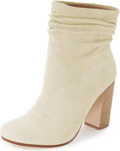 Женские ботильоны XYD с закрытым носком, свободным верхом и рюшами, на высоком каблуке-блоке, подходящие для платья, Beige