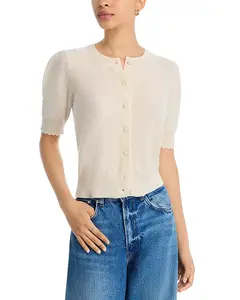 Кашемировый кардиган с ажурной отделкой Frame, белый