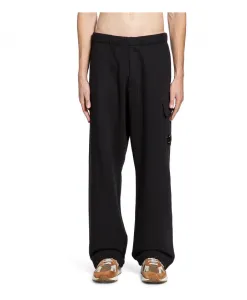 Спортивные штаны с диагонально приподнятыми флисовыми вставками и линзами-карго C.P. Company, черный