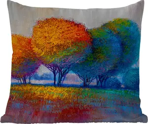 Подушка для улицы - Живопись - Картина маслом - Природа - Деревья - 50x50 см - Устойчива к погодным условиям - Подушка для отдыха - Удобная - Подушка с рисунком MuchoWow