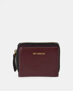 Небольшой женский кошелек с застежкой-молнией, изготовленный из мягкой кожи Guy Laroche, бордовый
