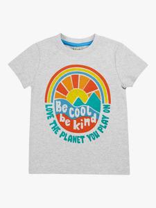Детская футболка Carsen из органического хлопка с принтом Frugi, Grey Marl/Multi