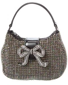 Self-Portrait Стразовая кольчужная кожаная сумка-полумесяц, черный