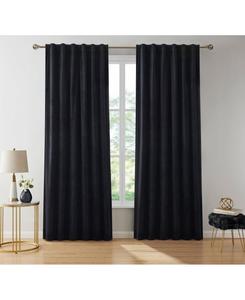 Комплект из 2 штор Lopez Velvet Premium Soft Light Filtering Back Tab Rod Pocket Window Treatment Curtain Panels HLCme, Black