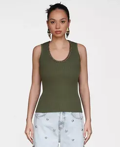 Женская трикотажная майка с отделкой цепочкой Avec Les Filles, зеленый