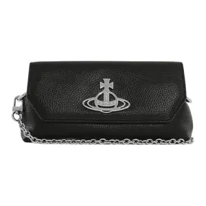 Vivienne Westwood Кожаный клатч на цепочке мини черный женский