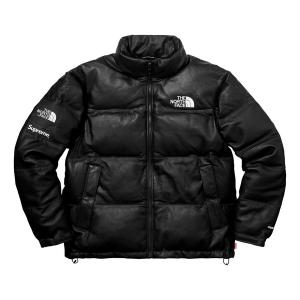 Куртка Supreme FW17 X The North Face Leather Nuptse Jacket 'Black', черный