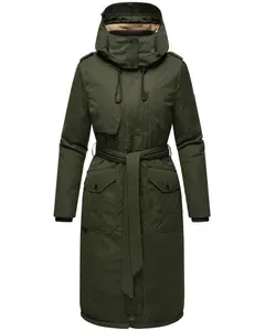 Зимнее пальто Наваху "Hokulanii", длинное зимнее женское пальто с поясом Navahoo, зеленый