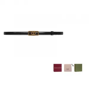 GUCCI Кожаный ремень Unisex Black с логотипом бренда, ширина 1.5 см