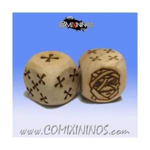 Набор из 2 кубиков для мумий с костями, Fantasy Football Miniatures - Wooden Dice (20mm)
