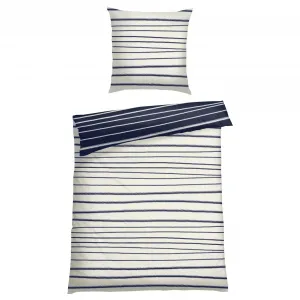 Двустороннее постельное белье Schiesser «Wesley» из мягкого хлопка в полоску, выполнено в зеленом цвете, цвет Blau