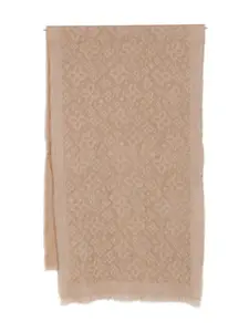 Узорчатый шарф с бахромой Tagliatore, коричневый