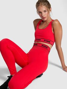 Бесшовные классические леггинсы с логотипом Pink, red pepper