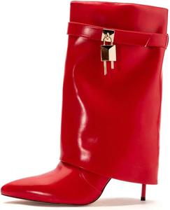 Ботильоны Arqa с отворотом на шпильке, замком на щиколотке, заостренным носком и коротким голенищем, Red