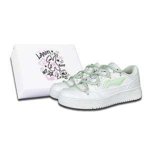 LINING Женские низкие противоскользящие износостойкие скейтерские кроссовки Tianji белые зеленые