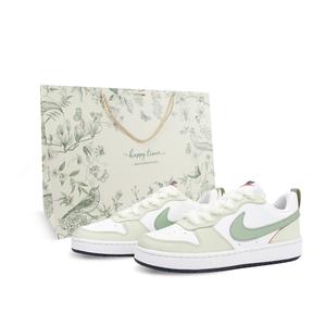 Nike Court Borough с амортизацией, износостойкие низкие детские скейтбординг кроссовки Green для подростков