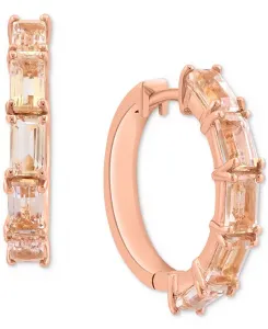 Маленькие серьги-кольца с морганитом Эффи (2-7/8 карата) из стерлингового серебра с покрытием из розового золота 14 карат, 0,87 дюйма Effy Collection, morganite