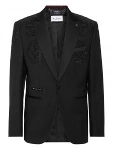 Блейзер, украшенный стразами Philipp Plein, черный