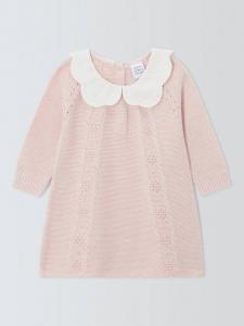 Платье из детского кашемира с трикотажным узором John Lewis, Pink