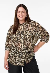 Блуза Zizzi MIT BRUSTTASCHEN, Leopard Aop/Brown