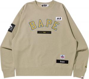 Толстовка BAPE Multi Label Relaxed Fit Crewneck 'Beige', кремовый