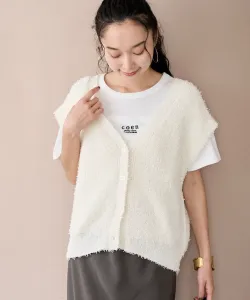 Жилет из пряжи Nep, связанный в двух направлениях Coen, цвет Off White