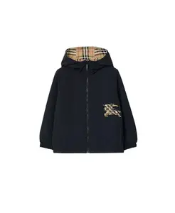 Двусторонняя клетчатая куртка с капюшоном для мальчиков - для малышей и для взрослых. Burberry, бежевый