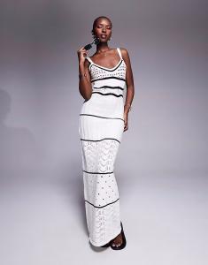 Эксклюзивное пляжное макси-платье Frolic в кремовом и черном цвете The Frolic