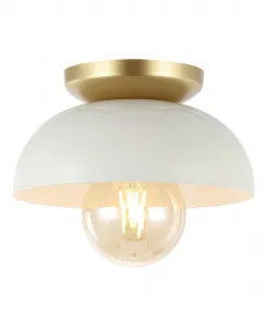 Потолочный светильник Paulina 22 см, классический промышленный, из железа, с одним плафоном Jonathan Y, белый/золотой