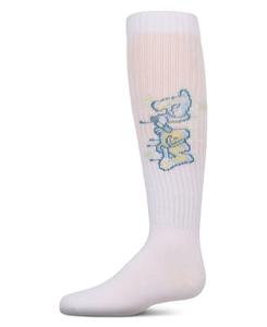 Детские ребристые эластичные хлопковые носки до колена "Graffiti Play" MeMoi, White