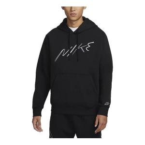 Толстовка Nike Club Fleece Logo Hoodie 'Black White', черный