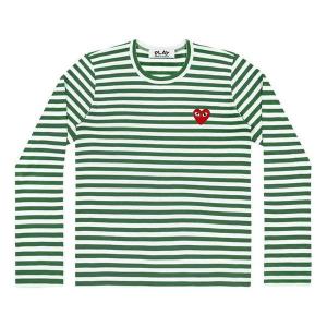 Футболка stripe long sleeves tee 'green white' Comme Des Garcons Play, белый