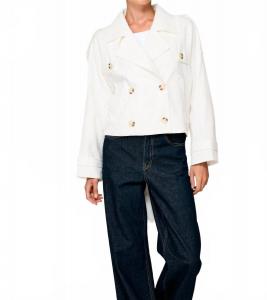 Белая укороченная куртка-тренч Bendetta Line and dot