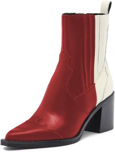 Женские ботильоны FOWT с заостренным носком и на щиколотке, массивный каблук средней высоты, короткие ботинки с контрастной строчкой, на подъем, модная обувь, размеры 4-16 США, Red