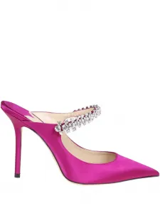 Туфли-мули с острым носком, украшенные кристаллами, каблук 100 мм Jimmy Choo, розовый