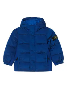 Пуховик с капюшоном Stone Island Junior, синий