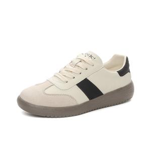 Износостойкие противоскользящие скейтерские туфли низкие женские Medd, бежево-черные