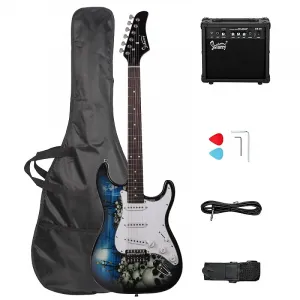 Электрогитара Glarry GST-E с грифом из розового дерева, синяя / Усилитель 20 Вт