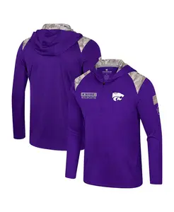 Мужская фиолетовая толстовка-куртка Kansas State Wildcats OHT Military Appreciation с молнией на четверть Colosseum