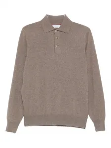Кашемировый свитер с воротником-поло Brunello Cucinelli, коричневый