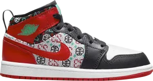 Кроссовки Air Jordan 1 Mid SE PS Ugly Christmas Sweater, красный