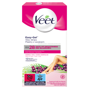 Veet Easy-Gel полоски с воском для депиляции нормальной кожи, 12 шт./1 уп.