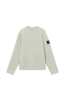 Свитер с круглым вырезом и нашивкой с логотипом Stone Island, зеленый