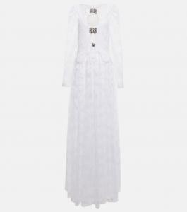 Платье с кружевом и декоративными вырезами Christopher Kane, белый