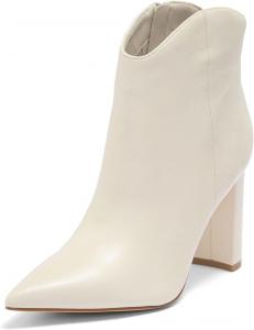 Женские ботильоны FYS с заостренным носком, высокой массивной подошвой, короткие ботинки, боковая молния, повседневная уличная обувь, размер 4-16 US, White