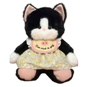 LALABABY Черная кошка с пушистой шерстью плюшевая кукла 30см/40см высота