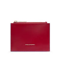 Тонкий кошелек с отделениями для карт и защитой от RFID-сканирования. Piquadro, красный