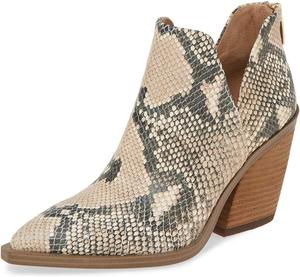 Женские ботильоны YDN с классическим среднем каблуком, массивным каблуком, вырезом V, заостренным носком, на щиколотке с задней молнией, для вечеринок и выпускного, G-Snakeskin